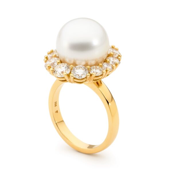 Yellow Gold, Pearl And Diamond Ring