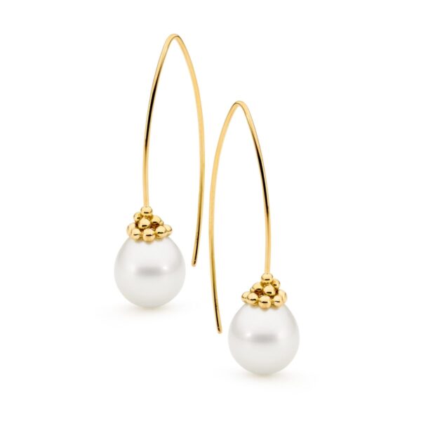Yellow Gold Pearl Earrings