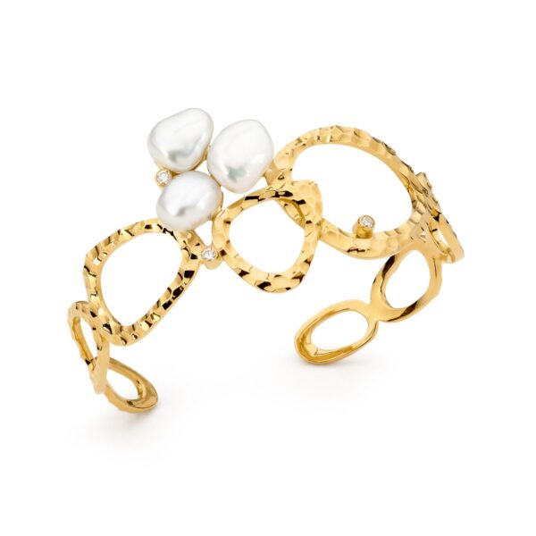 Yellow Gold, Pearl And Diamond Cuff