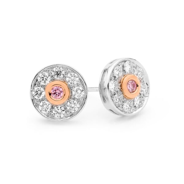 white and Argyle pink diamond stud earrings